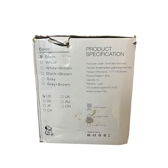 Automatic Pet Feeder Food Dispenser for Dogs and Cats 5 L - black open box - Picture 2 of 7